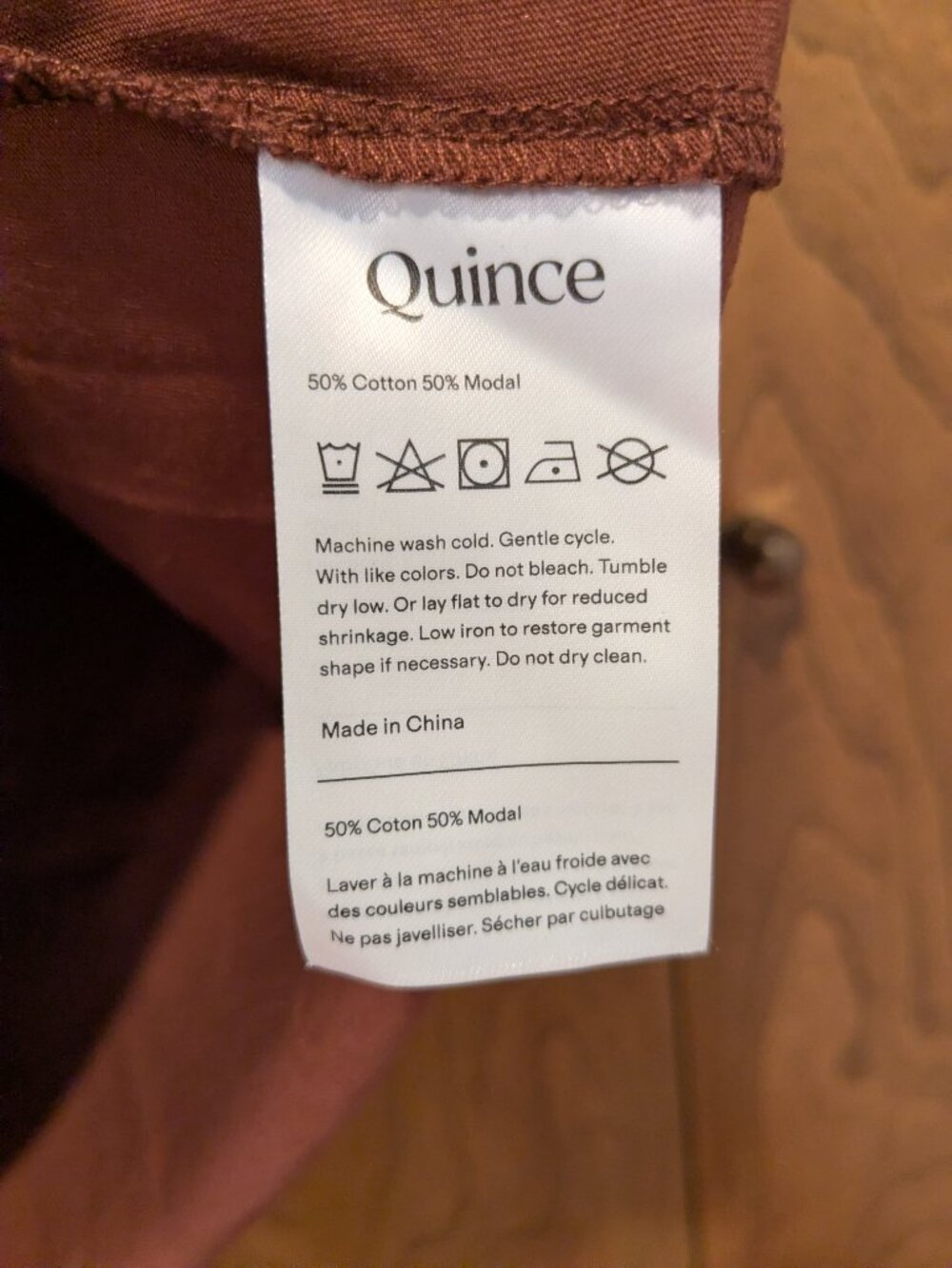 Quince Cotton Modal V-Neck Tee Copper Reddish Brown Large Short Sleeve T-Shirt T - Picture 7 of 8